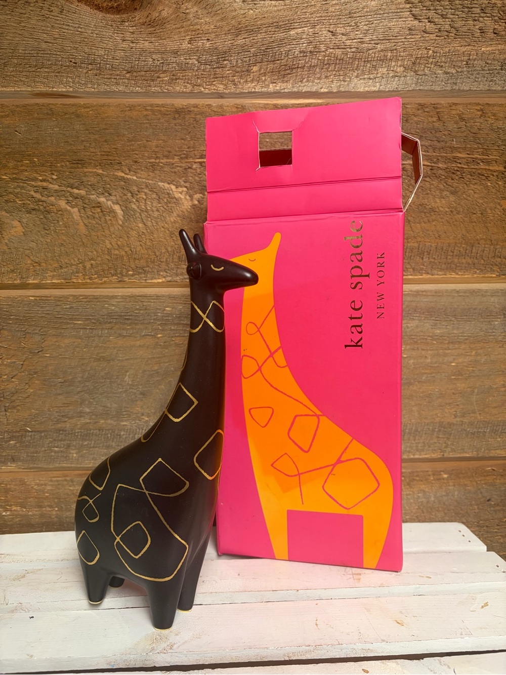 RARE Kate Spade Lenox Woodland Park Black Modern Giraffe Figurine With Box